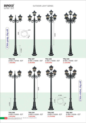Đèn trụ Euroto Trụ 046, Trụ 047, Trụ 048, Trụ 049, Trụ 050, Trụ 051, Trụ 052, Trụ 053