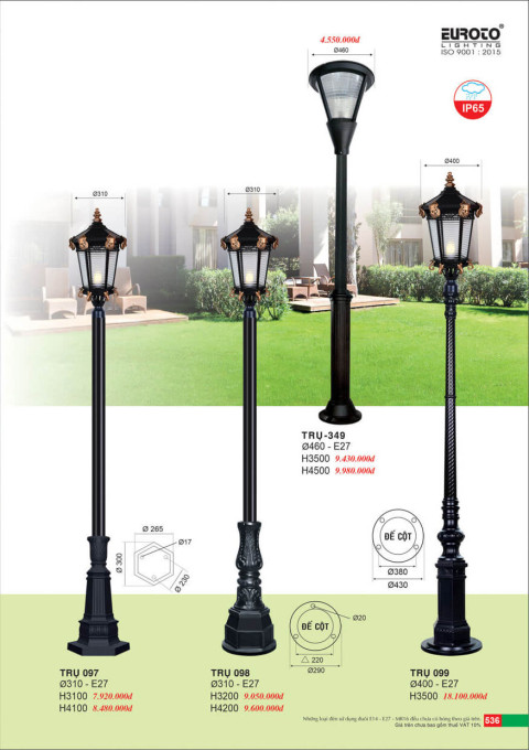 Đèn trụ Euroto Trụ 097, Trụ 098, Trụ 099, Trụ 349