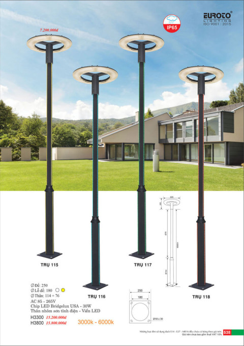 Đèn trụ Euroto Trụ 115, Trụ 116, Trụ 117, Trụ 118