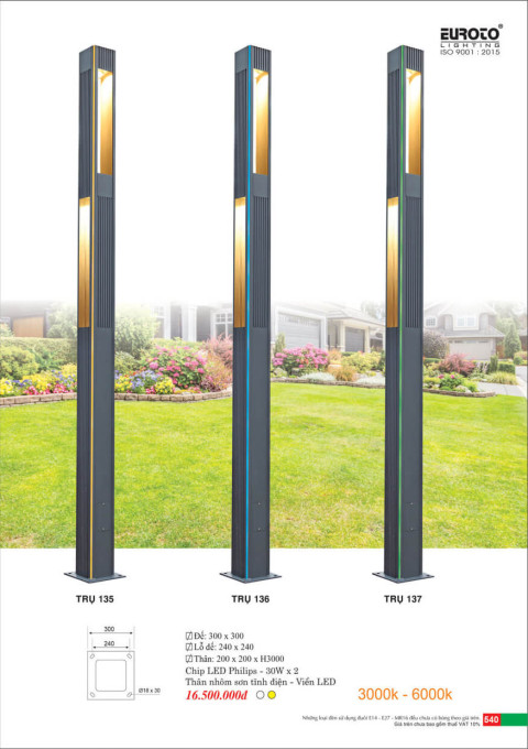 Đèn trụ Euroto Trụ 135, Trụ 136, Trụ 137