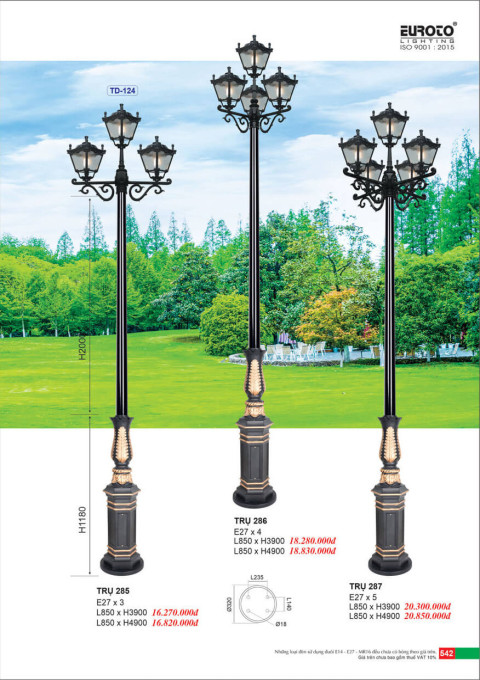 Đèn trụ Euroto Trụ 285, Trụ 286, Trụ 287
