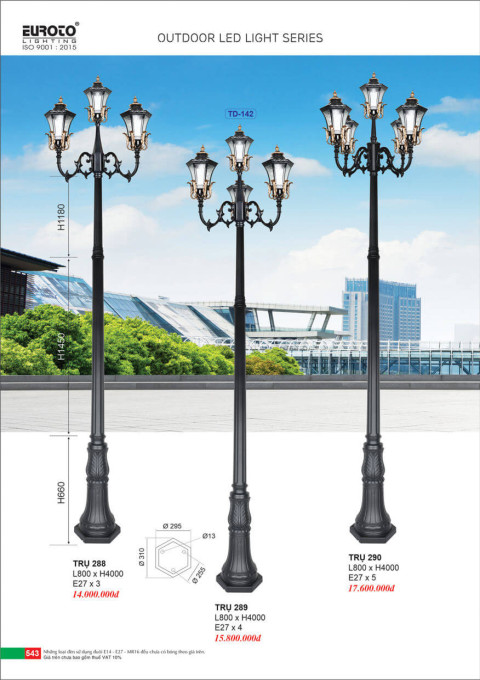 Đèn trụ Euroto Trụ 288, Trụ 289, Trụ 290