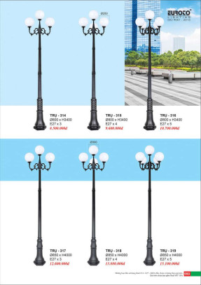 Đèn trụ Euroto Trụ 314, Trụ 315, Trụ 316, Trụ 317, Trụ 318, Trụ 319