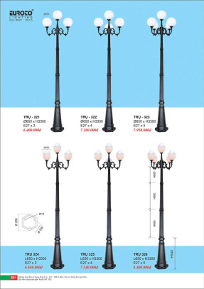 Đèn trụ Euroto Trụ 321, Trụ 322, Trụ 323, Trụ 324, Trụ 325, Trụ 326