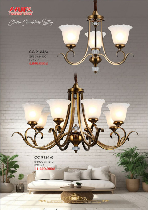 Đèn chùm cổ điển Hufa CC 9124/3, CC 9124/8