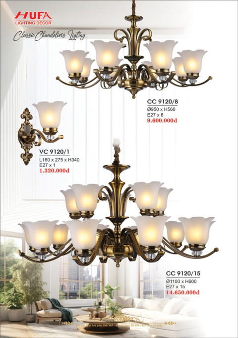 Đèn chùm cổ điển Hufa CC 9120/8, CC 9120/15, VC 9120/1