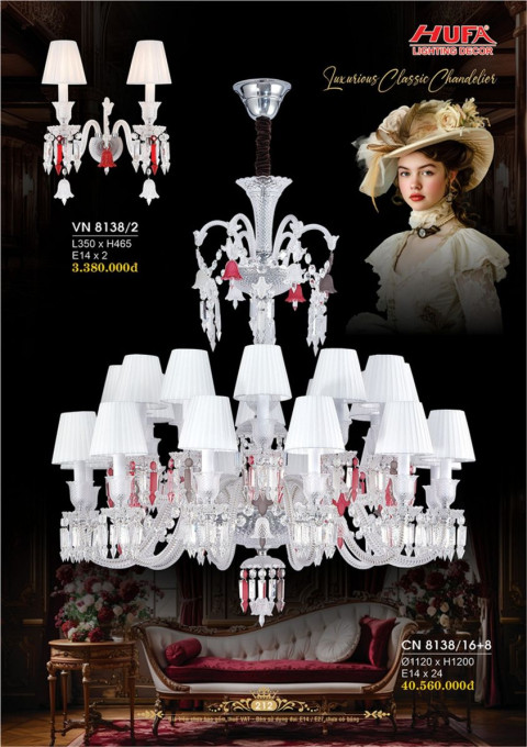 Đèn chùm nến Hufa CN 8138/16+8, VN 8138/2