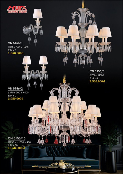 Đèn chùm nến Hufa CN 5156/8, CN 5156/15, CN 5156/1, CN 5156/2