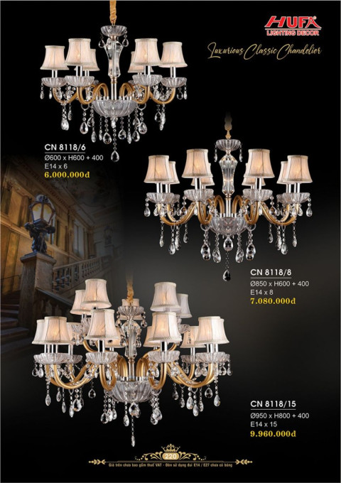 Đèn chùm nến Hufa CN 8118/6, CN 8118/8, CN 8118/15
