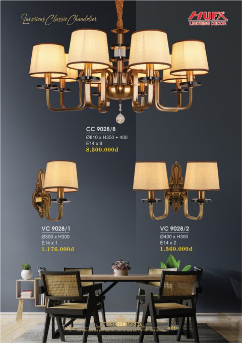 Đèn chùm cổ điển Hufa CC 9028/8, VC 9028/1, VC 9028/2
