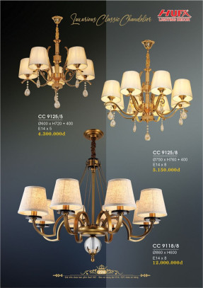 Đèn chùm cổ điển Hufa CC 9125/5, CC 9125/8, CC 9118/8