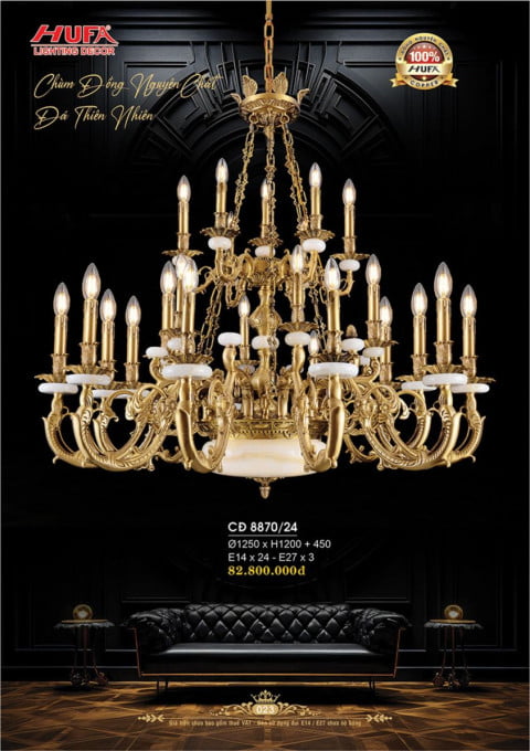 Đèn chùm đồng Hufa CĐ 8870/24