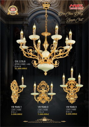Đèn chùm đồng Hufa CĐ 1175/8, VĐ 9240/1, VĐ 9240/2, VĐ 9240/3