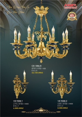 Đèn chùm đồng Hufa CĐ 1086/8, VĐ 9308/1, VĐ 9308/2