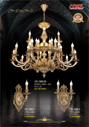 Đèn chùm đồng Hufa CĐ 1288/25, VĐ 1288/1, VĐ 1288/2
