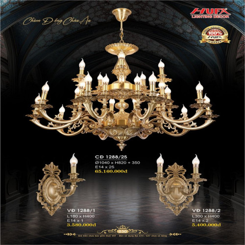 Đèn chùm đồng Hufa CĐ 1288/25, VĐ 1288/1, VĐ 1288/2