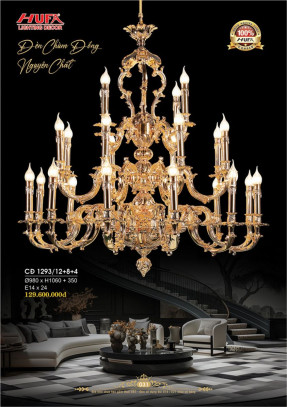 Đèn chùm đồng Hufa CĐ 1293/12+8+4