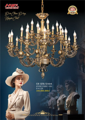 Đèn chùm đồng Hufa CĐ 1275/12+6+6