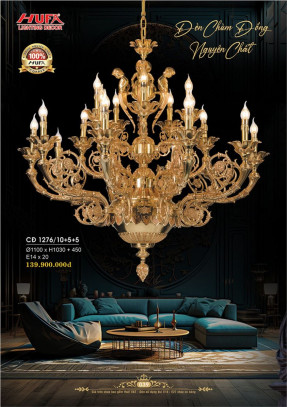 Đèn chùm đồng Hufa CĐ 1276/10+5+5