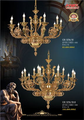 Đèn chùm đồng Hufa CĐ 1276/10, CĐ 1276/10+5