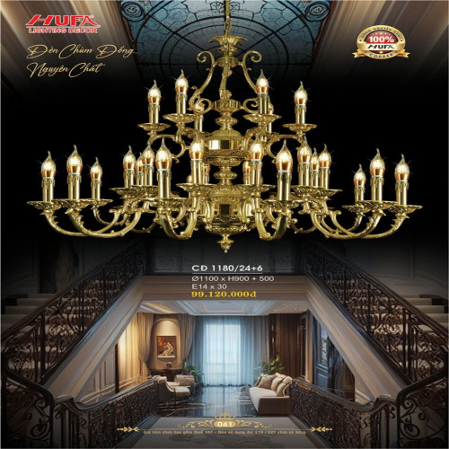 Đèn chùm đồng Hufa CĐ 1180/24+6