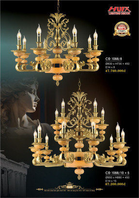 Đèn chùm đồng Hufa CĐ 1088/8, CĐ 1088/10+5