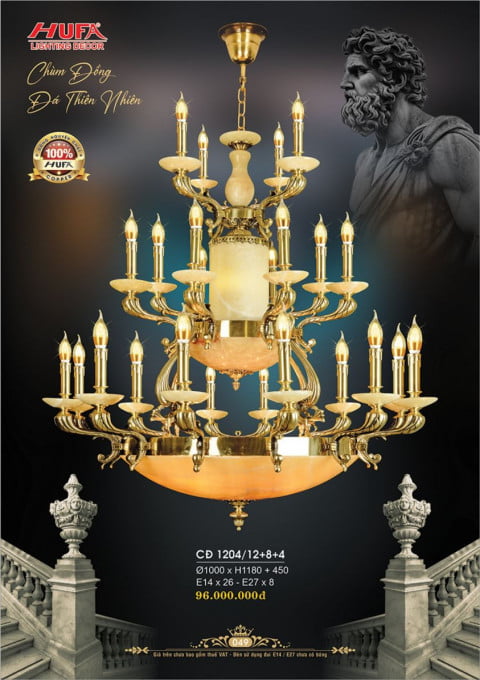Đèn chùm đồng Hufa CĐ 1204/12+8+4