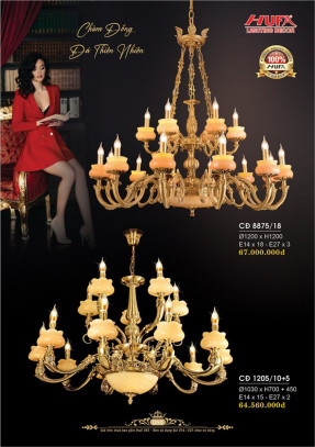 Đèn chùm đồng Hufa CĐ 8875/18, CĐ 1205/10+5