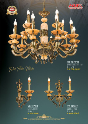 Đèn chùm đồng Hufa CĐ 1270/15, VĐ 1270/1, VĐ 1270/2