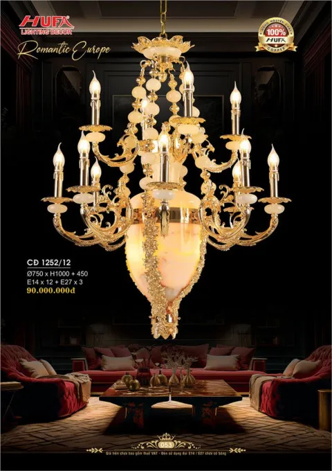 Đèn chùm đồng Hufa CĐ 1252/12