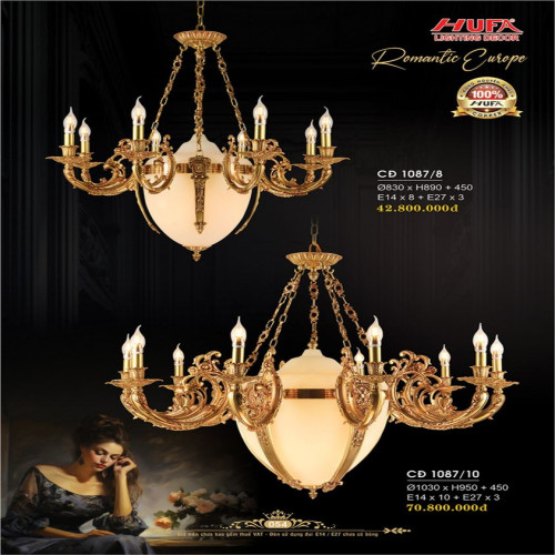 Đèn chùm đồng Hufa CĐ 1087/8, CĐ 1087/10