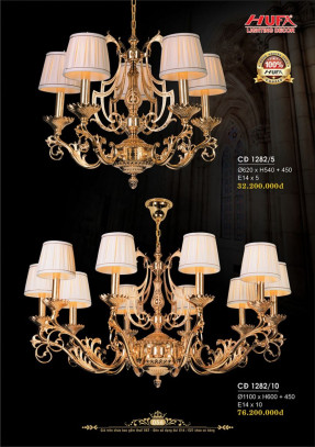 Đèn chùm đồng Hufa CĐ 1282/5, CĐ 1282/10