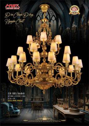 Đèn chùm đồng Hufa CĐ 1201/16+8+5