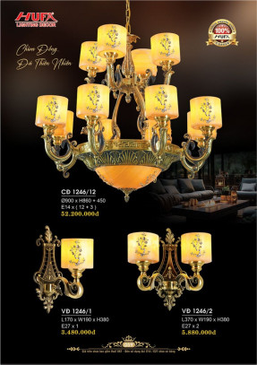 Đèn chùm đồng Hufa CĐ 1246/12, VĐ 1246/1, VĐ 1246/2