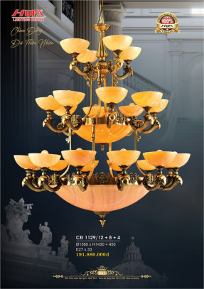 Đèn chùm đồng Hufa CĐ 1129/12+8+4