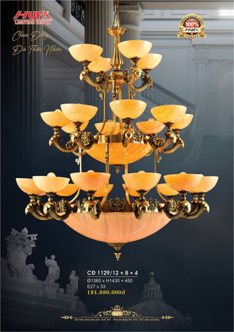 Đèn chùm đồng Hufa CĐ 1129/12+8+4