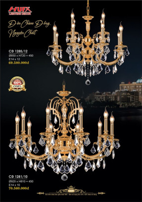 Đèn chùm đồng Hufa CĐ 1281/10, CĐ 1285/12