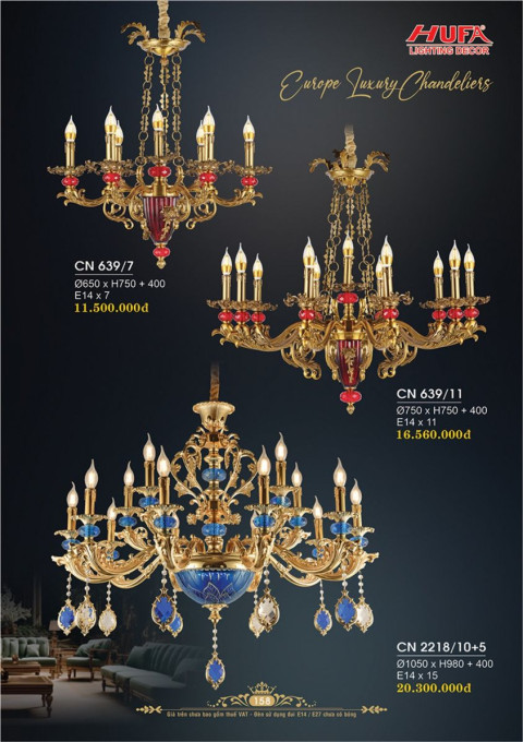 Đèn chùm nến Hufa CN 639/7, CN 639/11, CN 2218/10+5