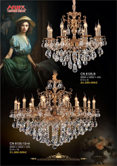 Đèn chùm nến Hufa CN 8125/8, CN 8125/12+6