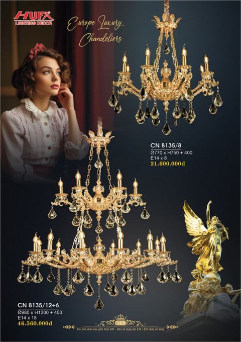 Đèn chùm nến Hufa CN 8135/8, CN 8135/12+6