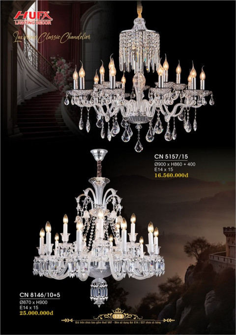 Đèn chùm nến Hufa CN 5157/15, CN 8146/10+5