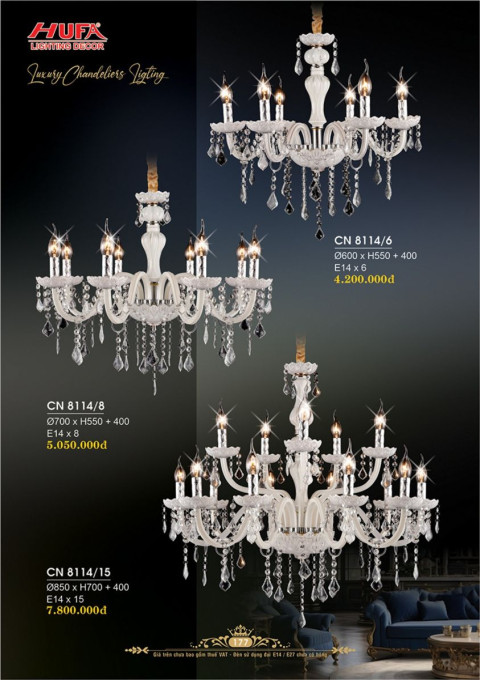 Đèn chùm nến Hufa CN 8114/6, CN 8114/8, CN 8114/15