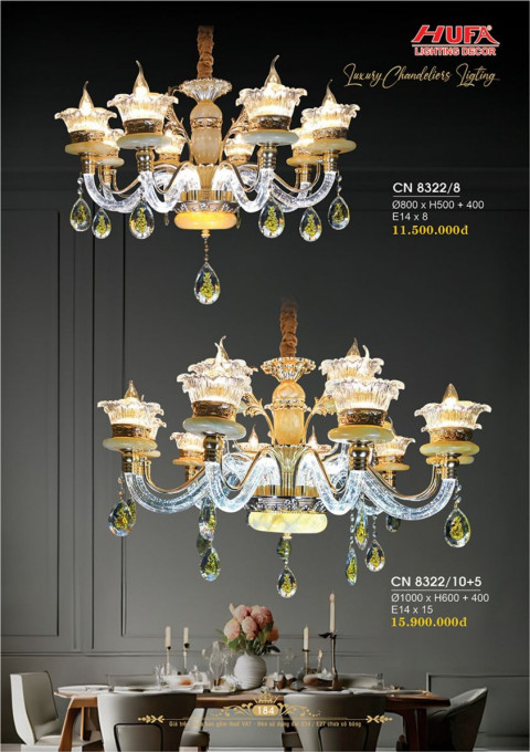 Đèn chùm nến Hufa CN 8322/8, CN 8322/10+5