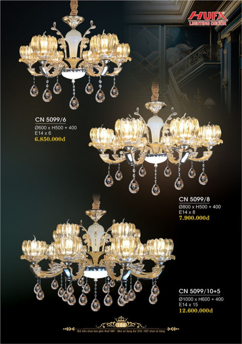 Đèn chùm nến Hufa CN 5099/6, CN 5099/8, CN 5099/10+5