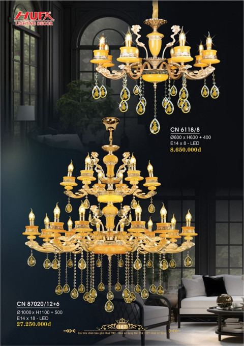 Đèn chùm nến Hufa CN 6118/8, CN 87020/12+6