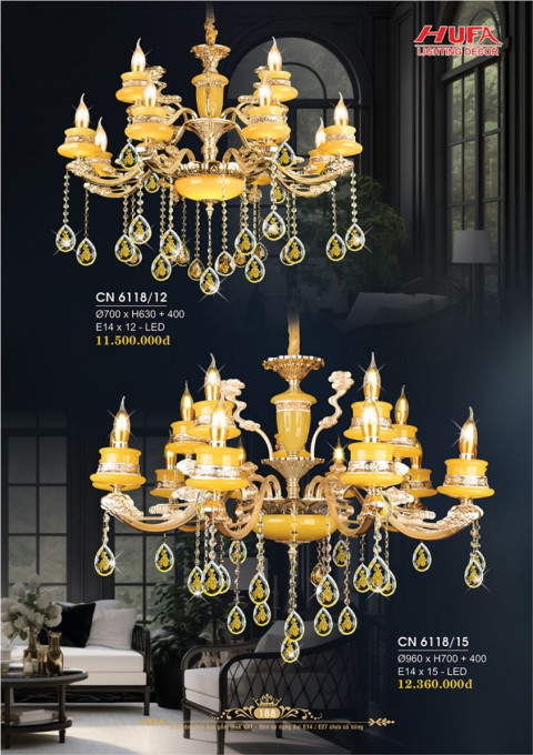 Đèn chùm nến Hufa CN 6118/12, CN 6118/15