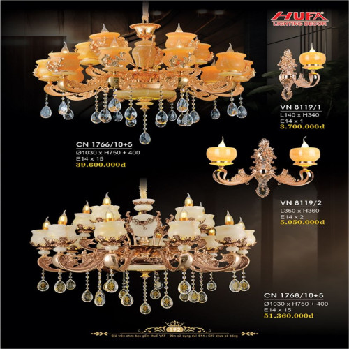 Đèn chùm nến Hufa CN 1766/10+5, CN 1768/10+5, VN 8119/1, VN 8119/2