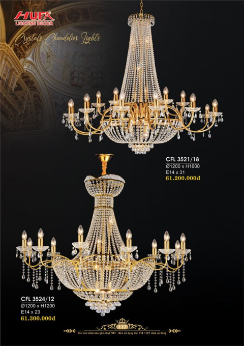 Đèn chùm pha lê Hufa CFL 3521/18, CFL 3524/12