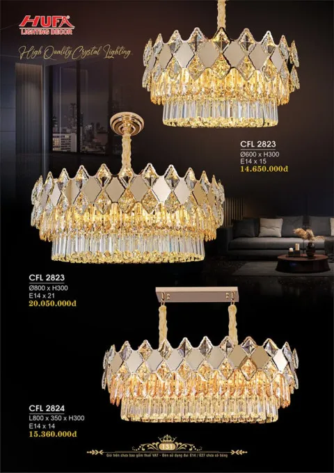 Đèn chùm pha lê Hufa CFL 2823, CFL 2824
