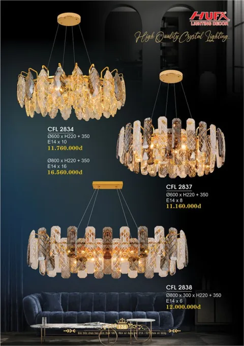 Đèn chùm pha lê Hufa CFL 2834, CFL 2837, CFL 2838